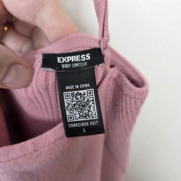 Express Pink Sweater Sheath Fitted Sleeveless Girly Midi Dress Size Medium - Picture 5 of 9